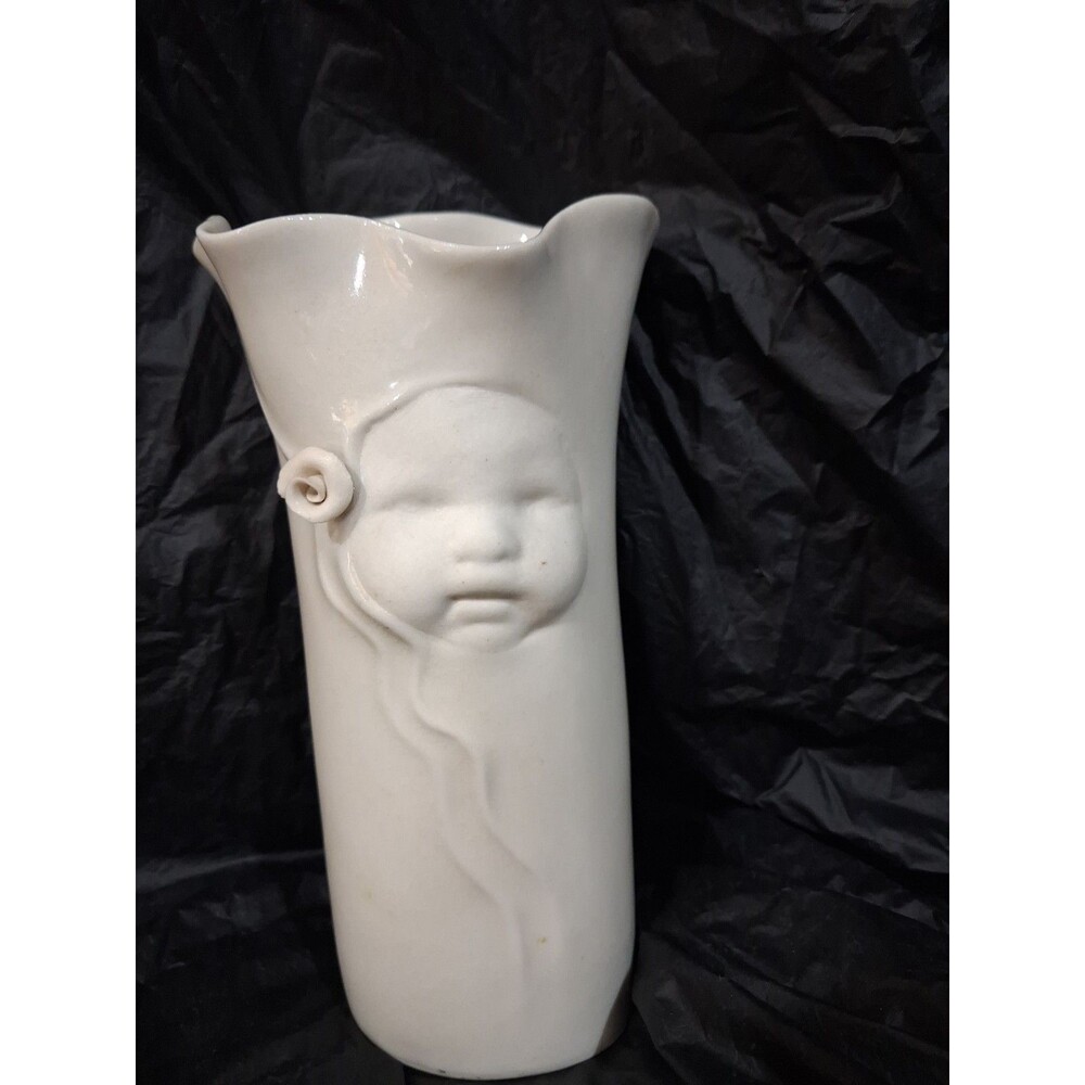 SARA LUND :: STUDIO ART PORCELAIN 7” VASE “Baby Flower” Blue Sky USA